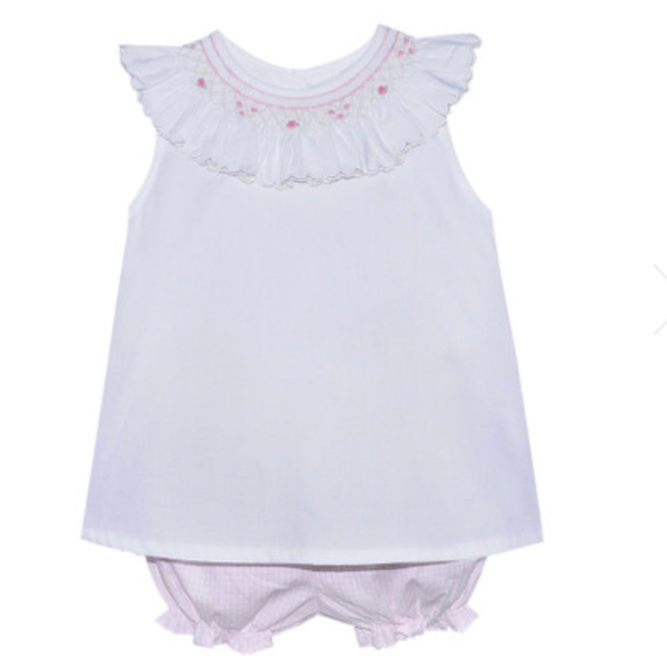 Baby Sen Girls White Zaide Bloomer Set