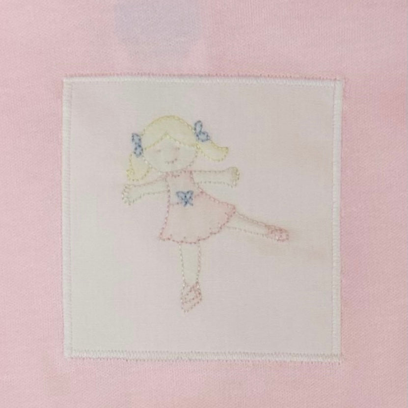 Auraluz Girls Pink Bloomer Set with Shadow Stitched Ballerina