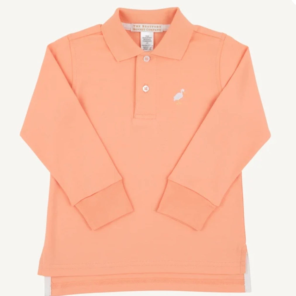 Beaufort Bonnet Boys LS Prim and Proper Pima Polo-Seashore Sherbert