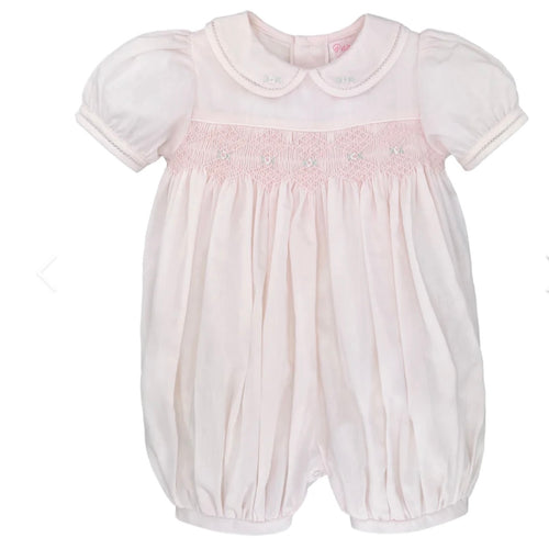 Petit Ami Pink French Bubble with Diamond Smocking