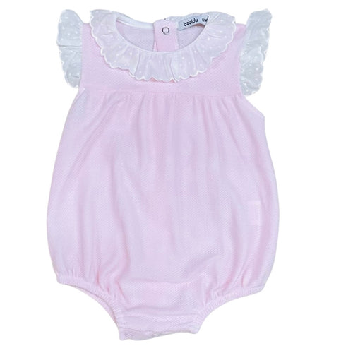 Babidu Girls Pink Bubble with White Lace Collar
