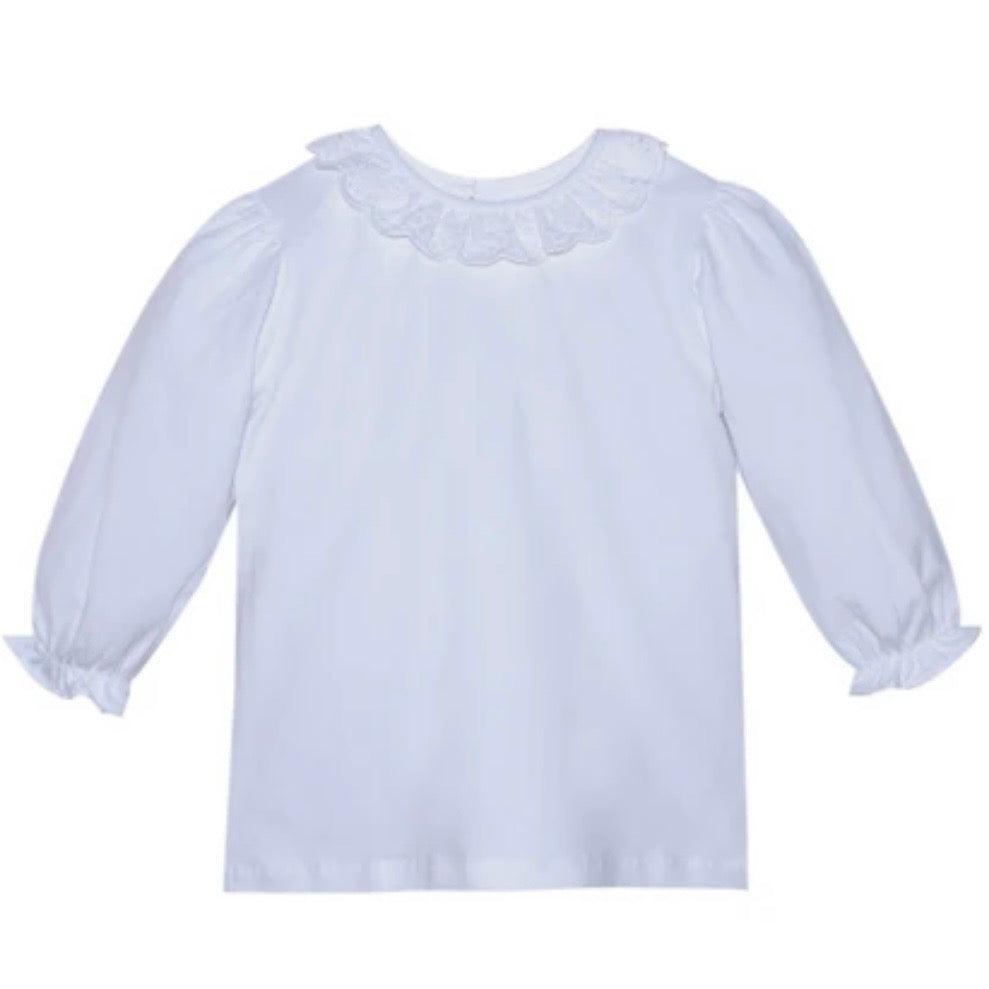 Remember Nguyen Girls LS White Blouse with Eyelet Collar
