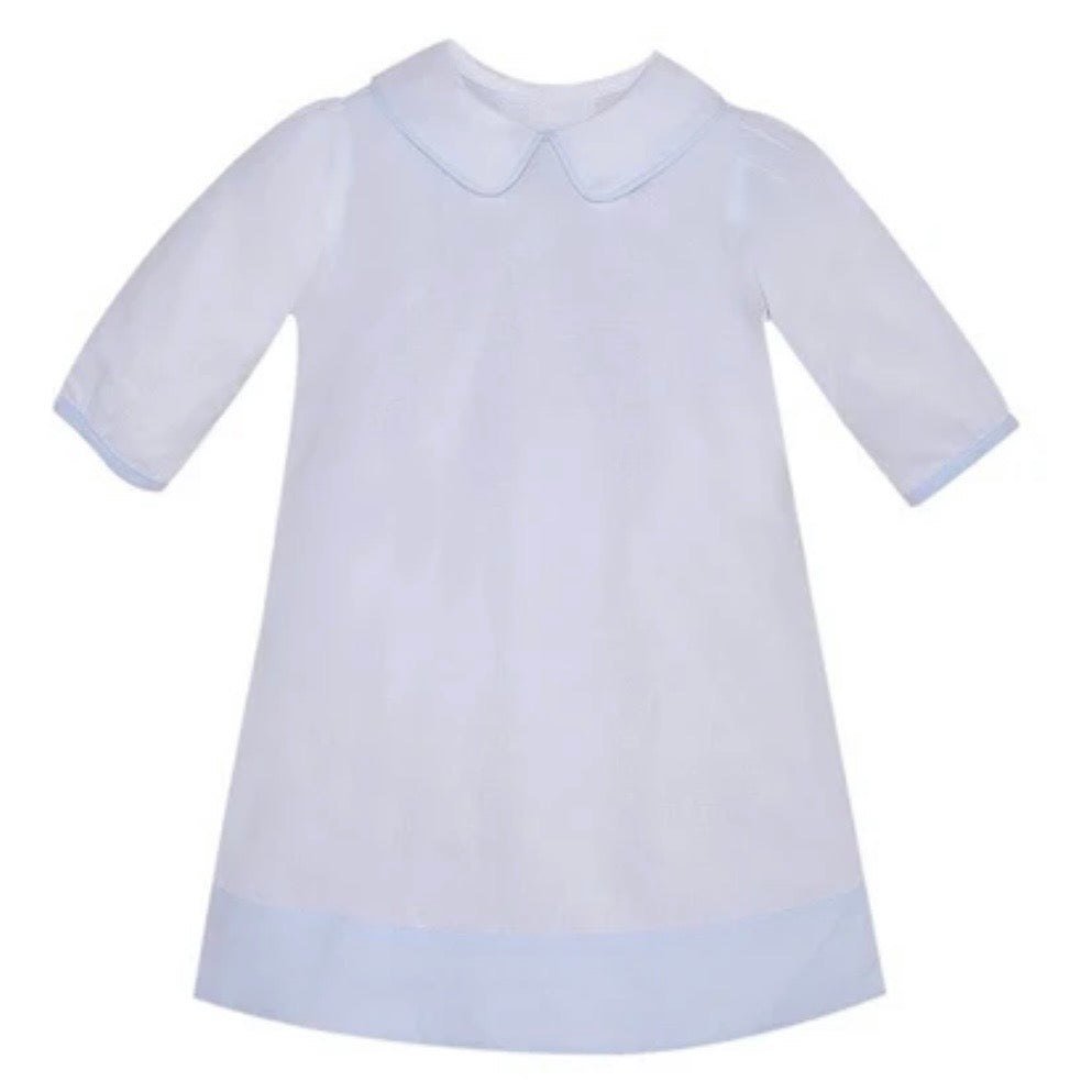 Baby Sen Brooks Day Gown-Blue Piped