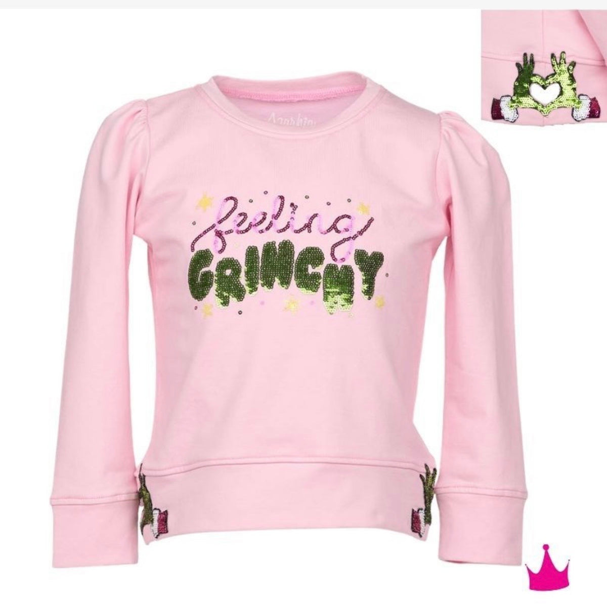 Azarhia Girls Feeling Grinchy Puff Sleeve Top