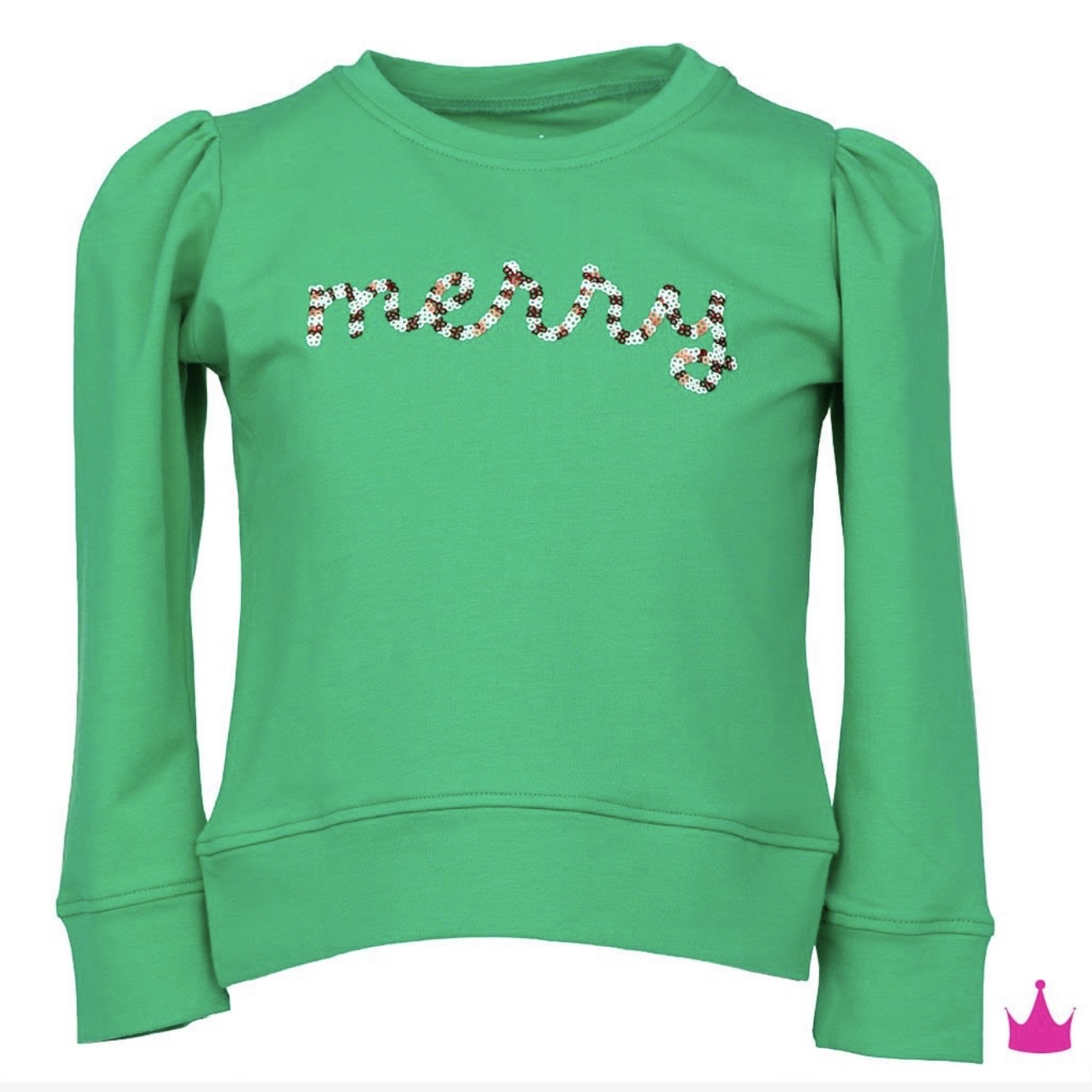 Azarhia Girls Sequin Merry Puff Sleeve Top
