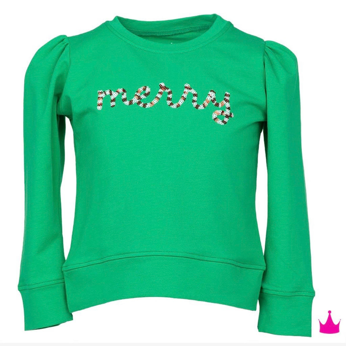Azarhia Girls Sequin Merry Puff Sleeve Top