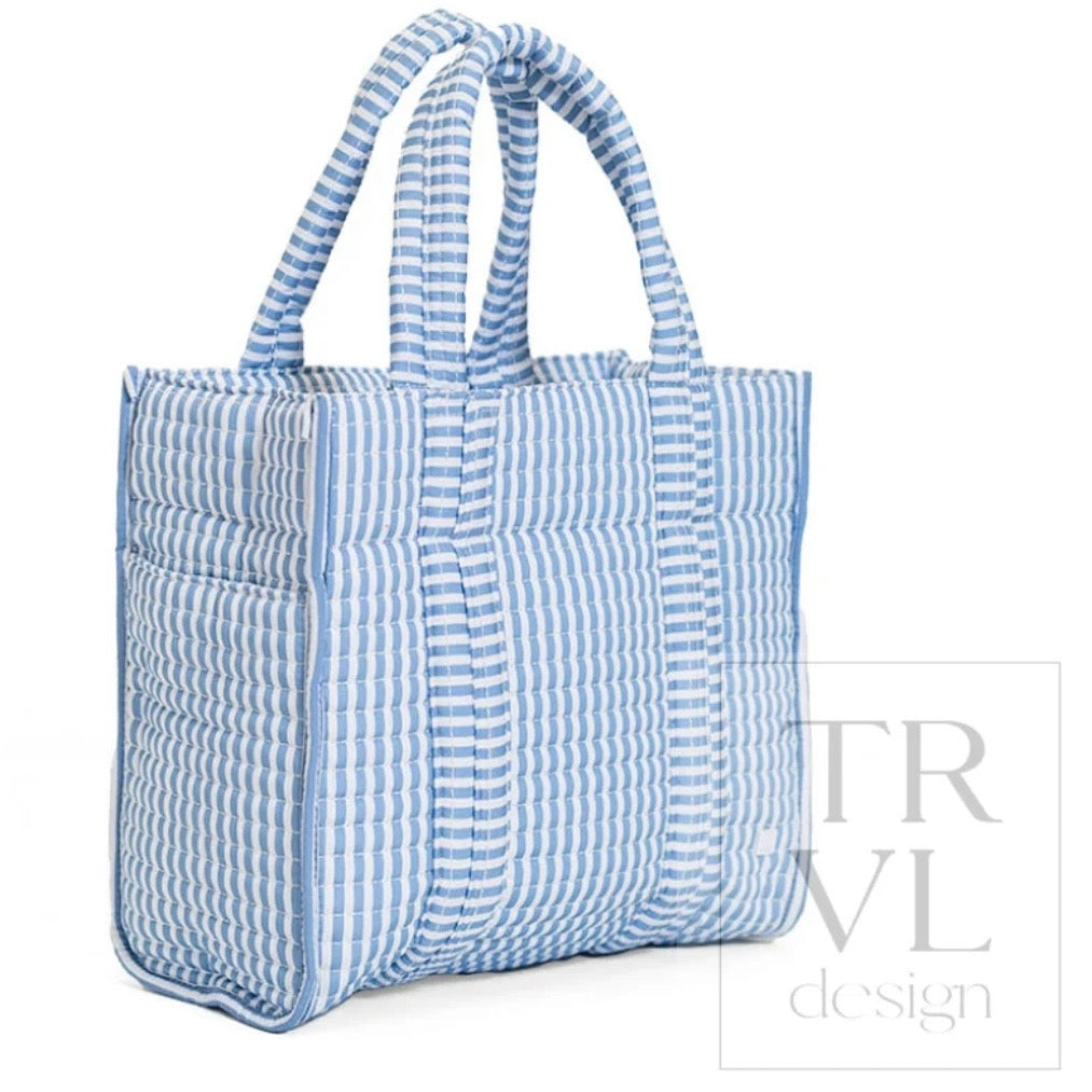 Trvl Design Quilted Mini Go Go Tote-Chambray Pimlico Stripe
