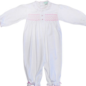 Baby Threads Girls White Smocked Converter with Ruffles