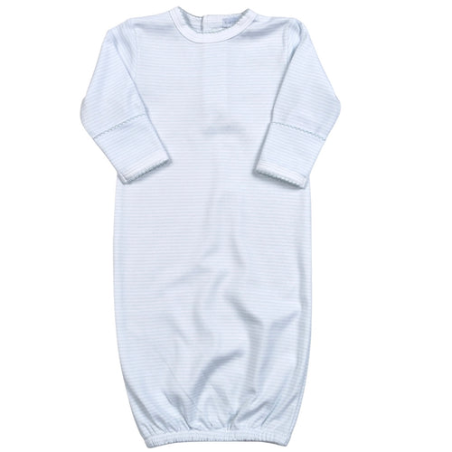 Baby Loren Blue Stripe Pima Gown