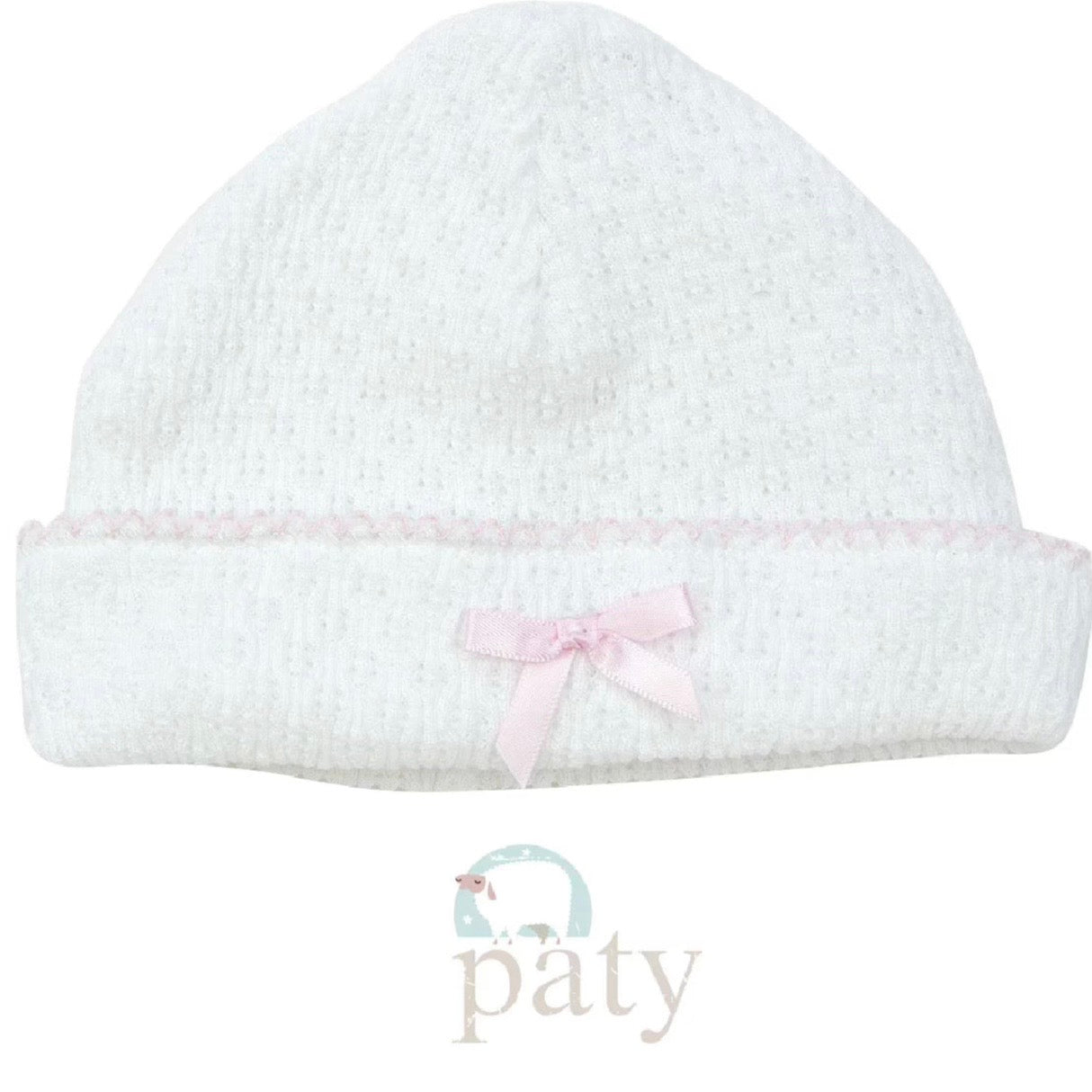 Paty White Saylor Cap-Pink Trim