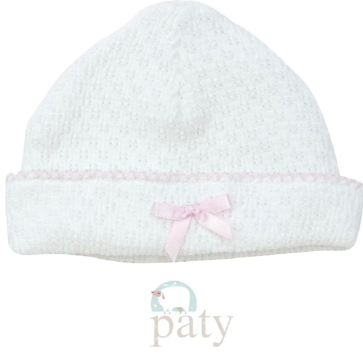 Paty White Saylor Cap-Pink Trim
