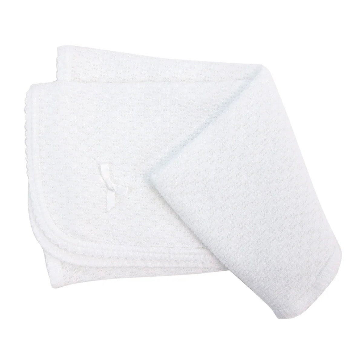 Paty White Receiving Blanket-White Trim