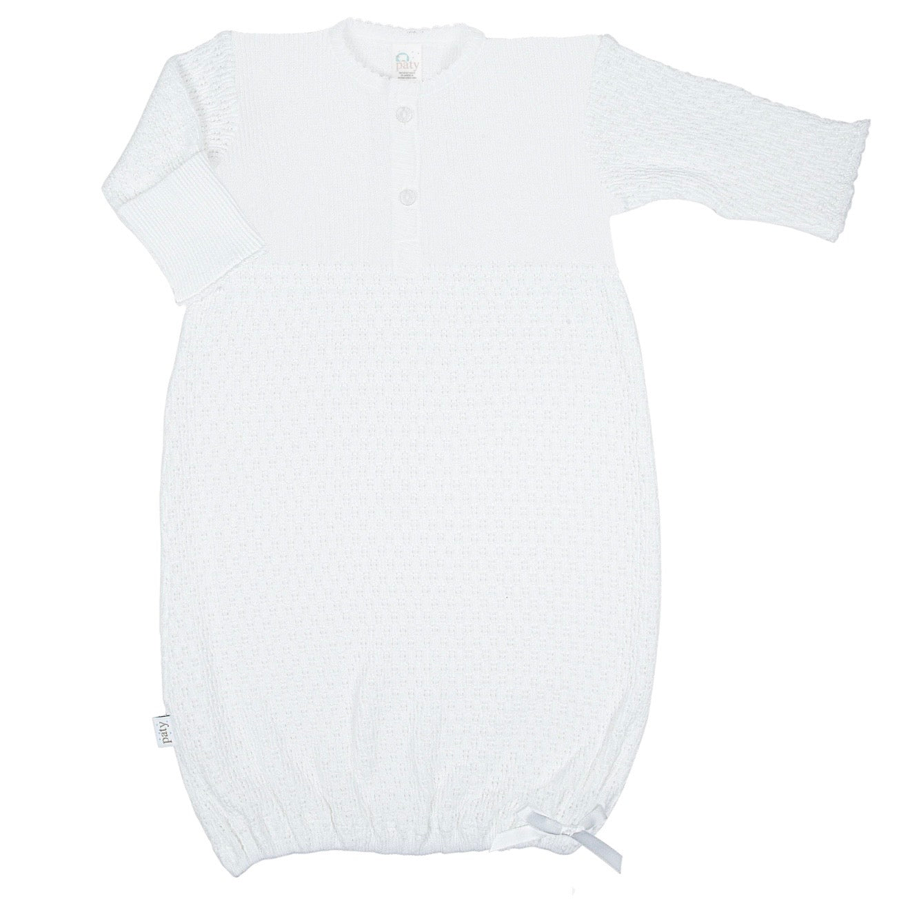 Paty White Button Front Day Gown