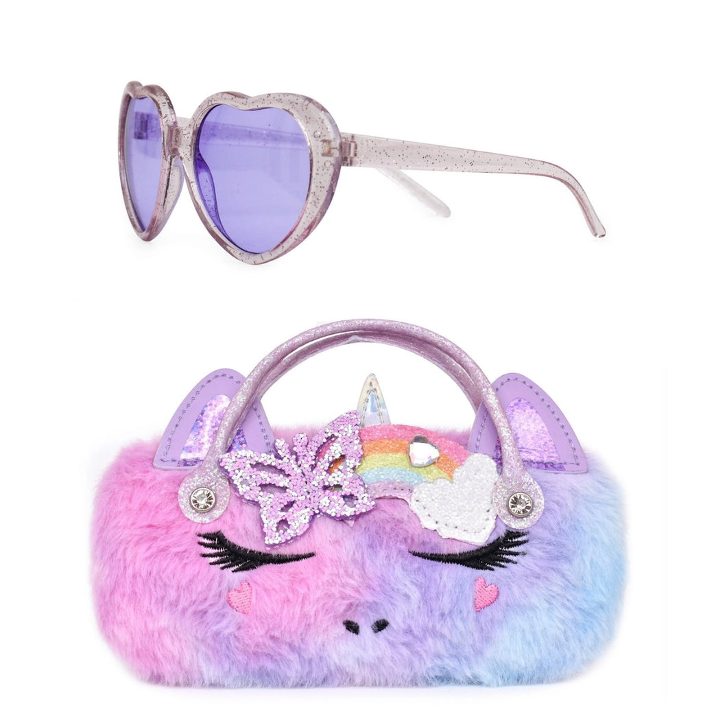 OMG Accessories Unicorn Lavender Plush Sunglasses and Case