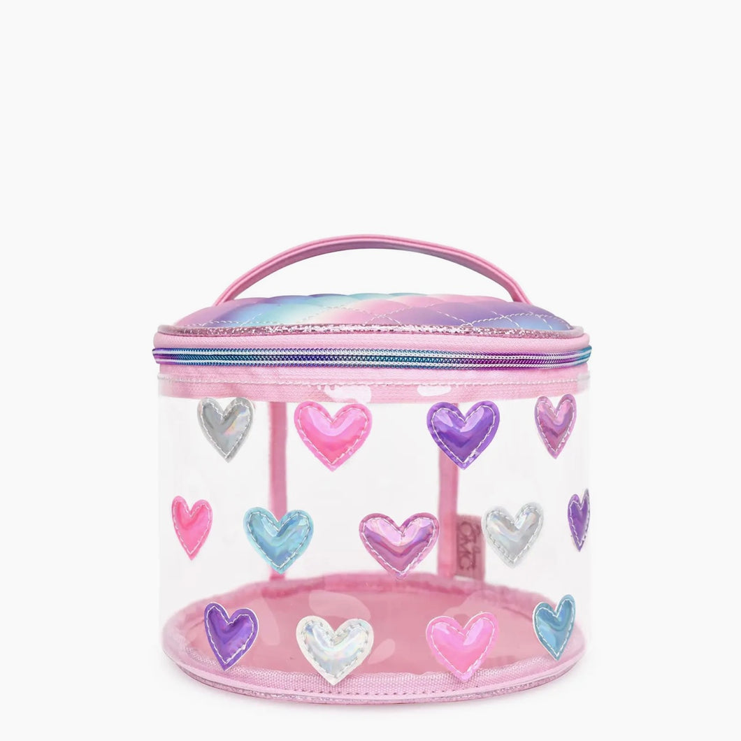 OMG Accessories Clear Heart Patch Clear Glam Train Case