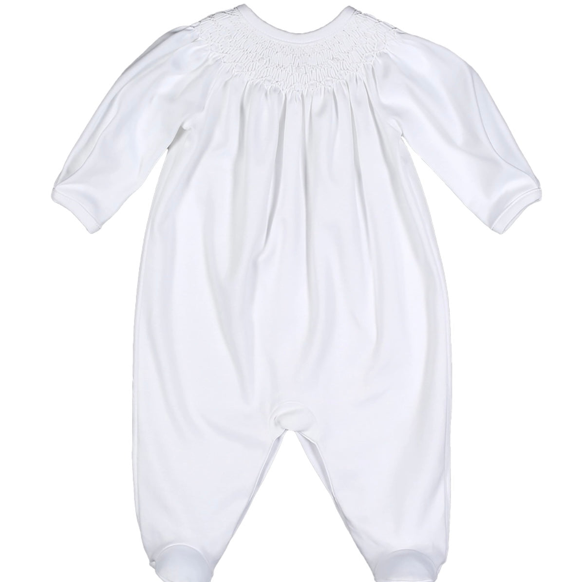 Baby Loren Girls White Hand Smocked Footie