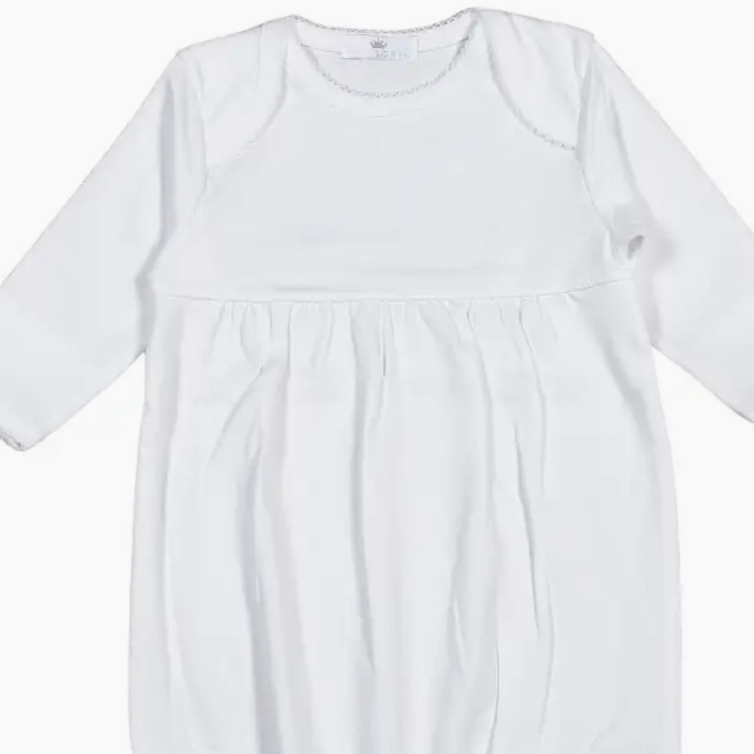Baby Loren White Pima Cotton Day Gown with White Pecot Trim