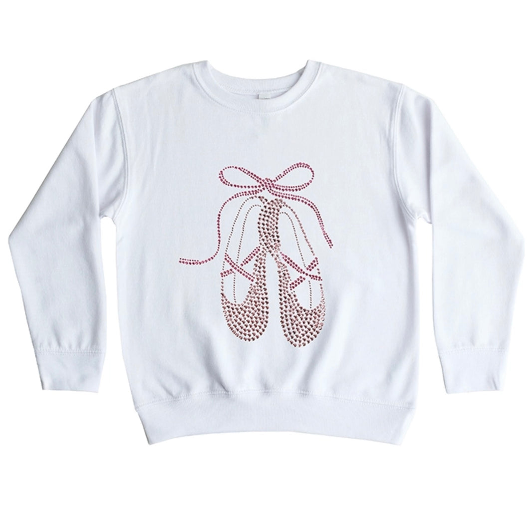 Sparkle Sisters Couture White Studded Ballet Sweatshirt