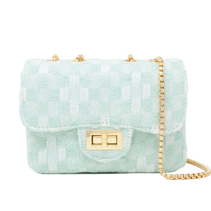 Tiny Treats Classic Checkered Tweed Purse-Available in Three Colors