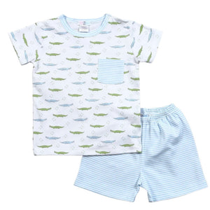 Baby Loren Boys Blue Alligator Short Set