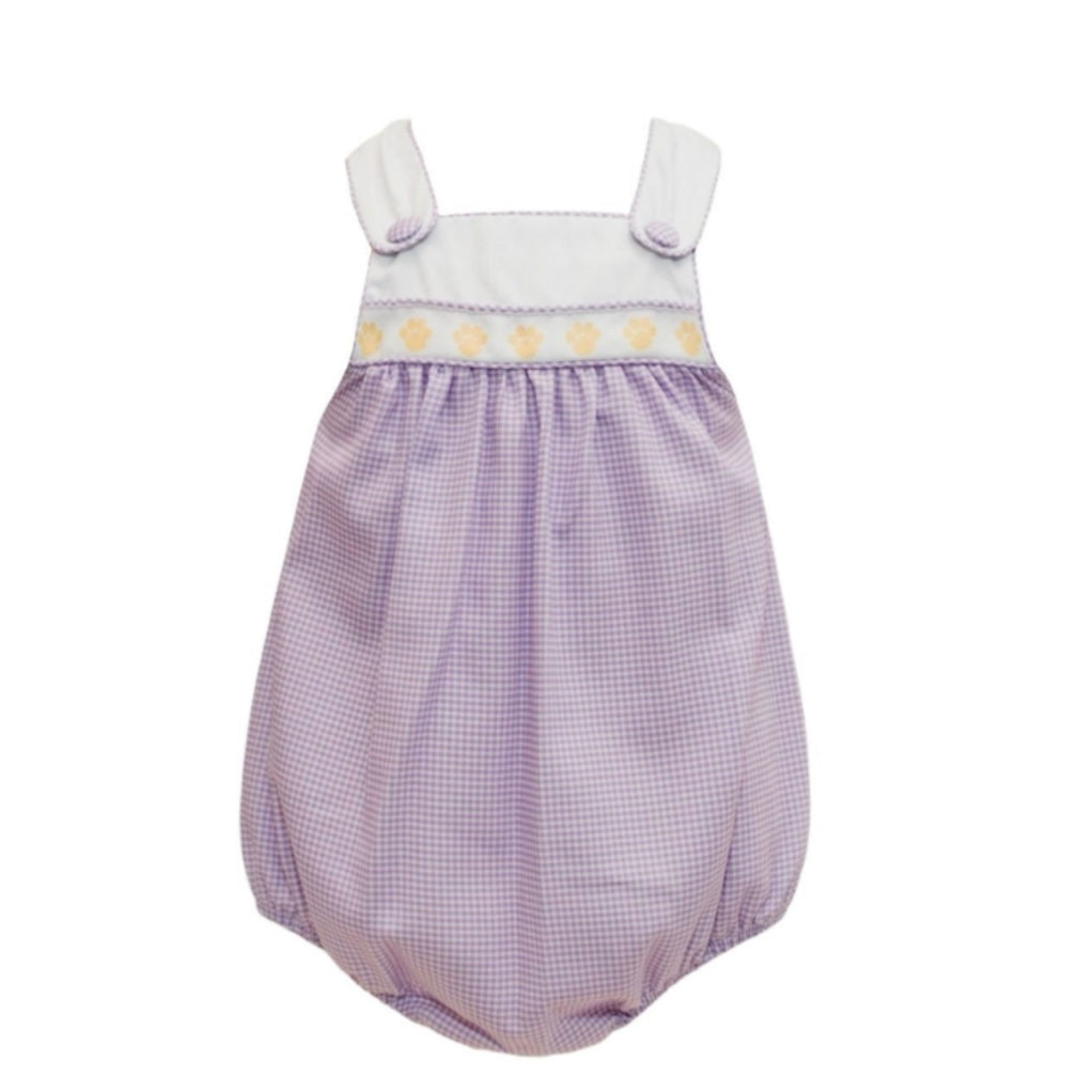 Krewe Boys Purple/Gold Gingham Tiger Paw Ribbon Bubble