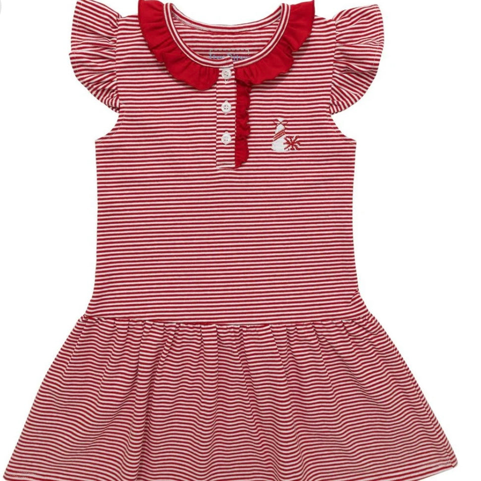 Itsy Bitsy Girls Red Stripe Game Day Dress