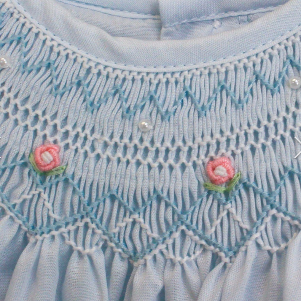 Petit Ami Girls Blue Smocked Day Gown