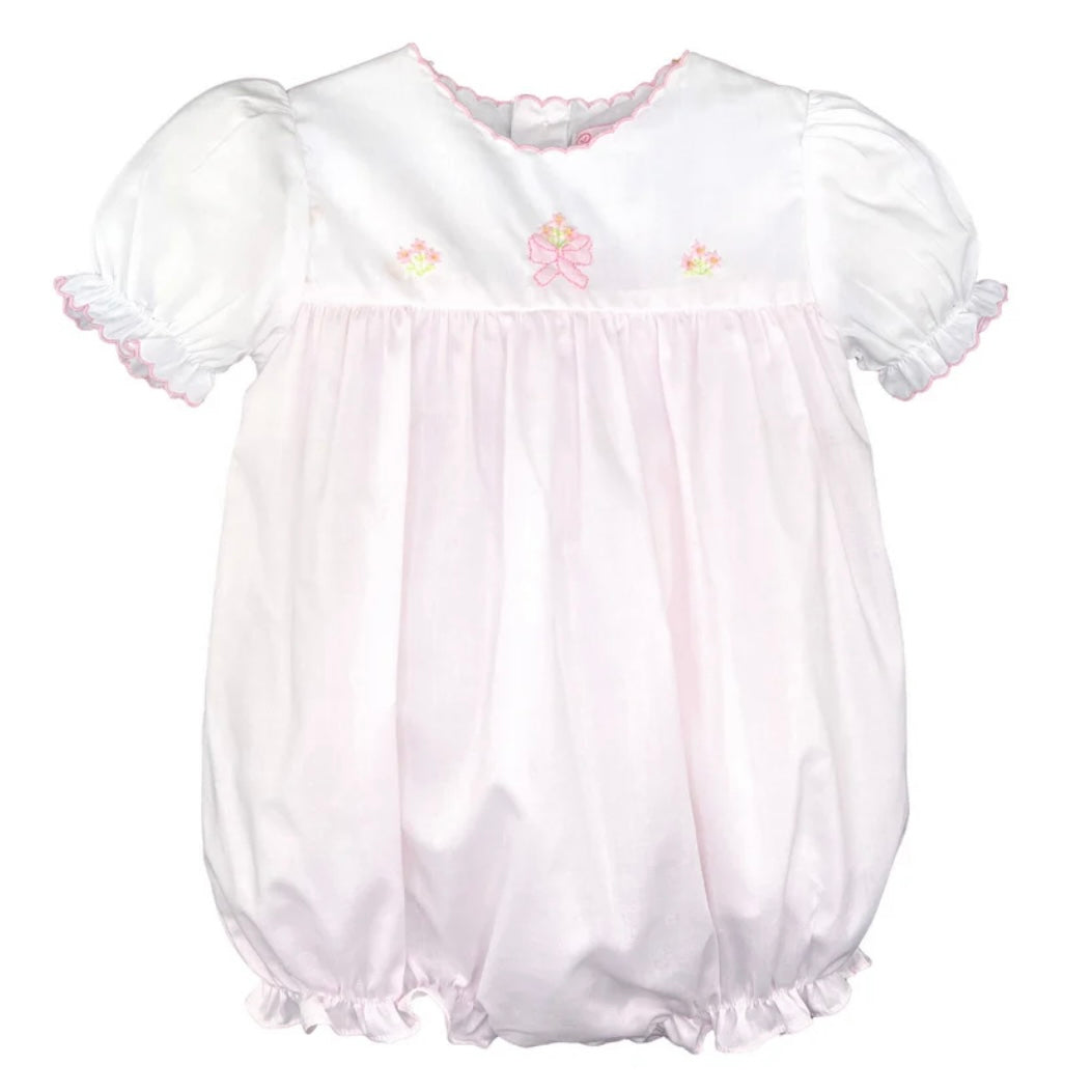 Petit Ami Girls Pink Bubble with Scallop Neck
