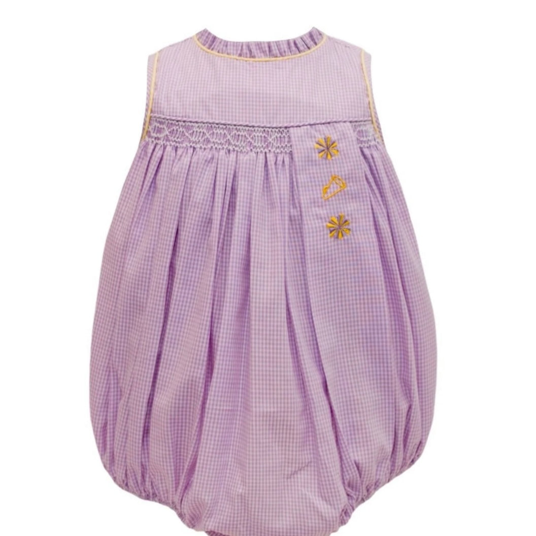 Krewe Girls Lavender Gingham Spirit Trio Smocked Bubble