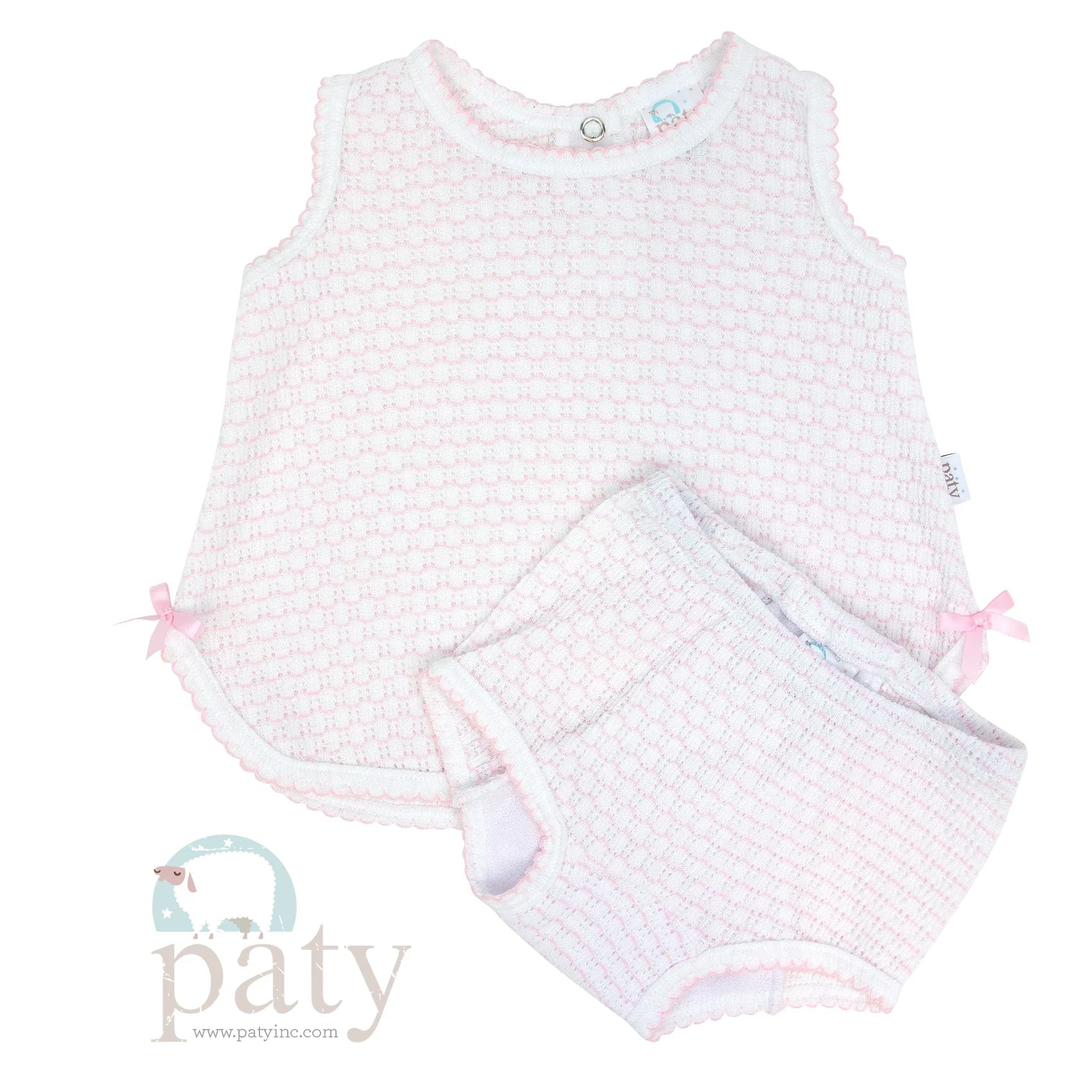 Paty Girls Pink Sleeveless Diaper Set