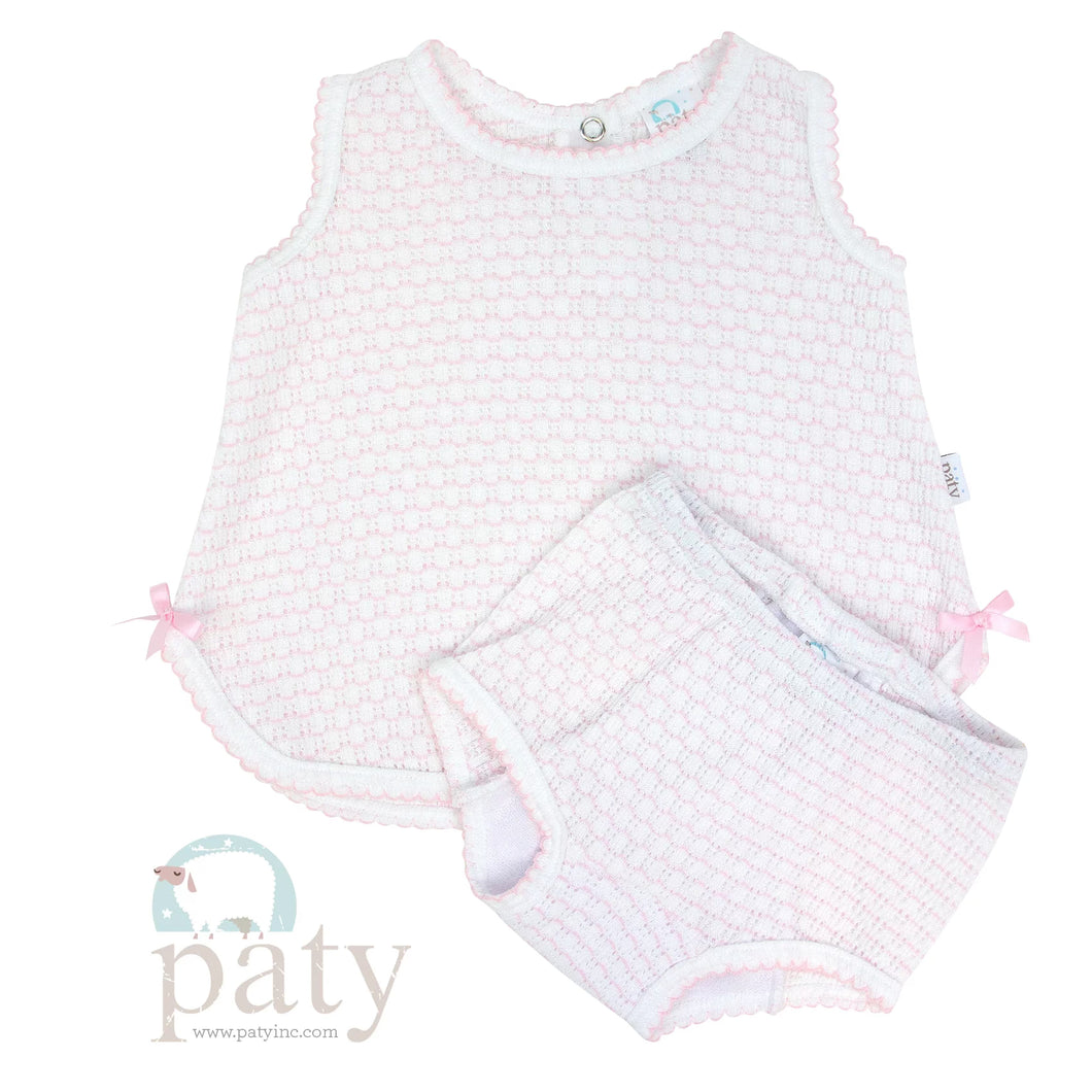 Paty Girls Pink Sleeveless Diaper Set
