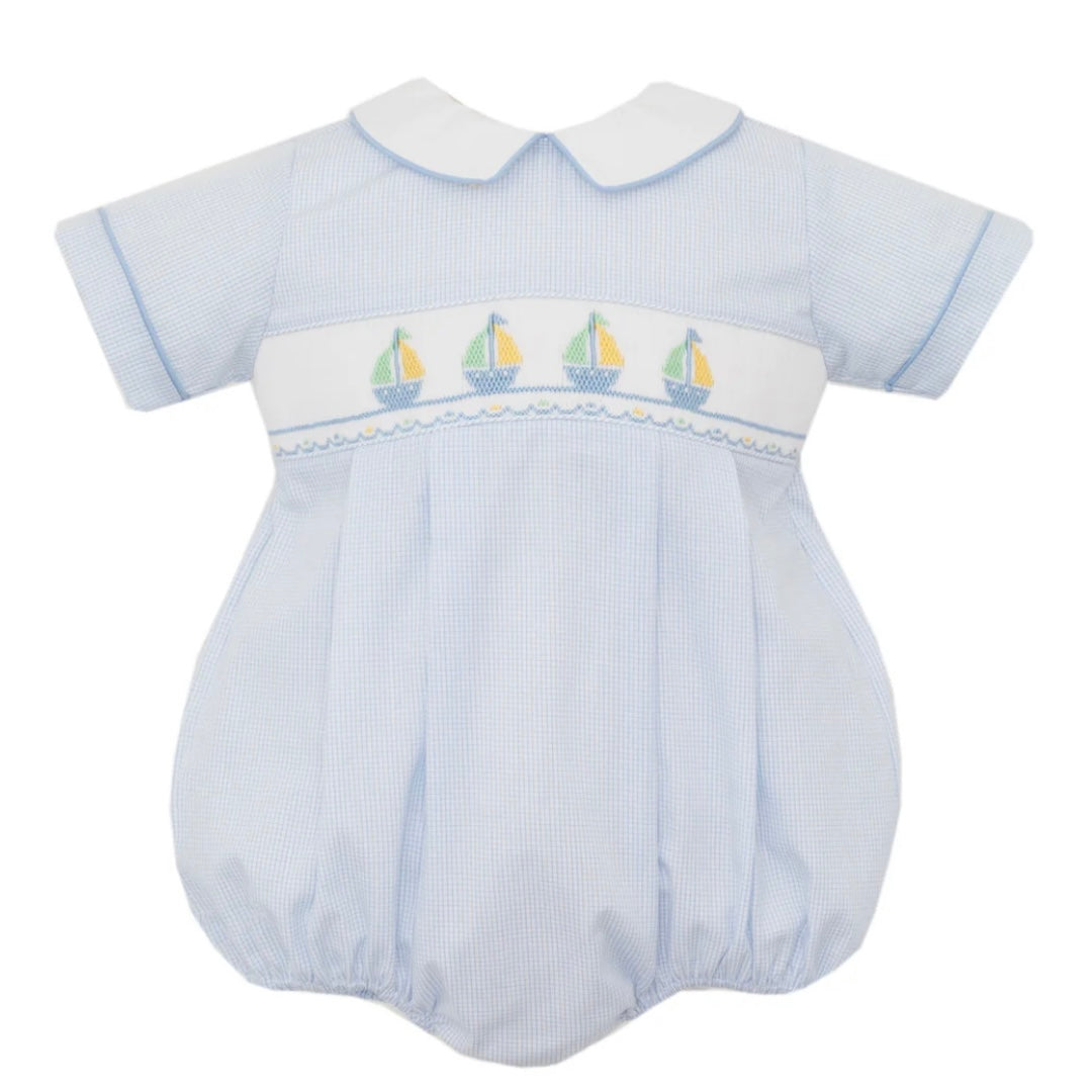 Petit Bebe Boys Sailboat Smocked Bubble