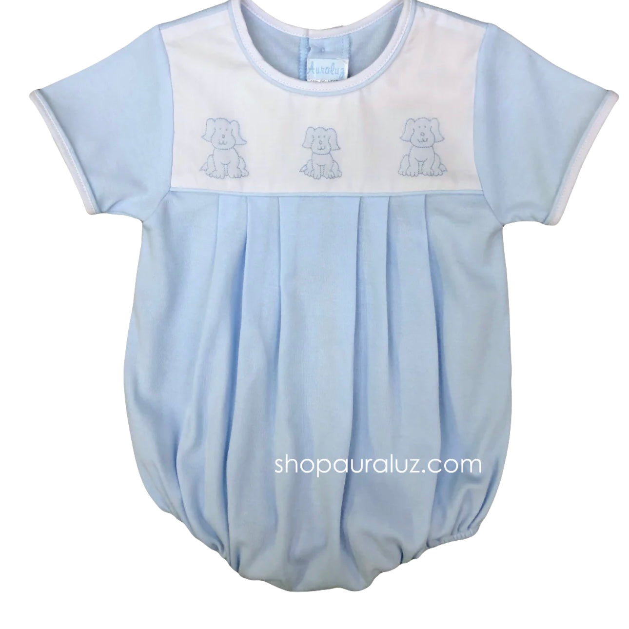 Auraluz Boys Blue Knit Bubble with Puppy Shadow Stitching