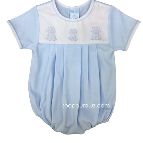 Auraluz Boys Blue Knit Bubble with Puppy Shadow Stitching