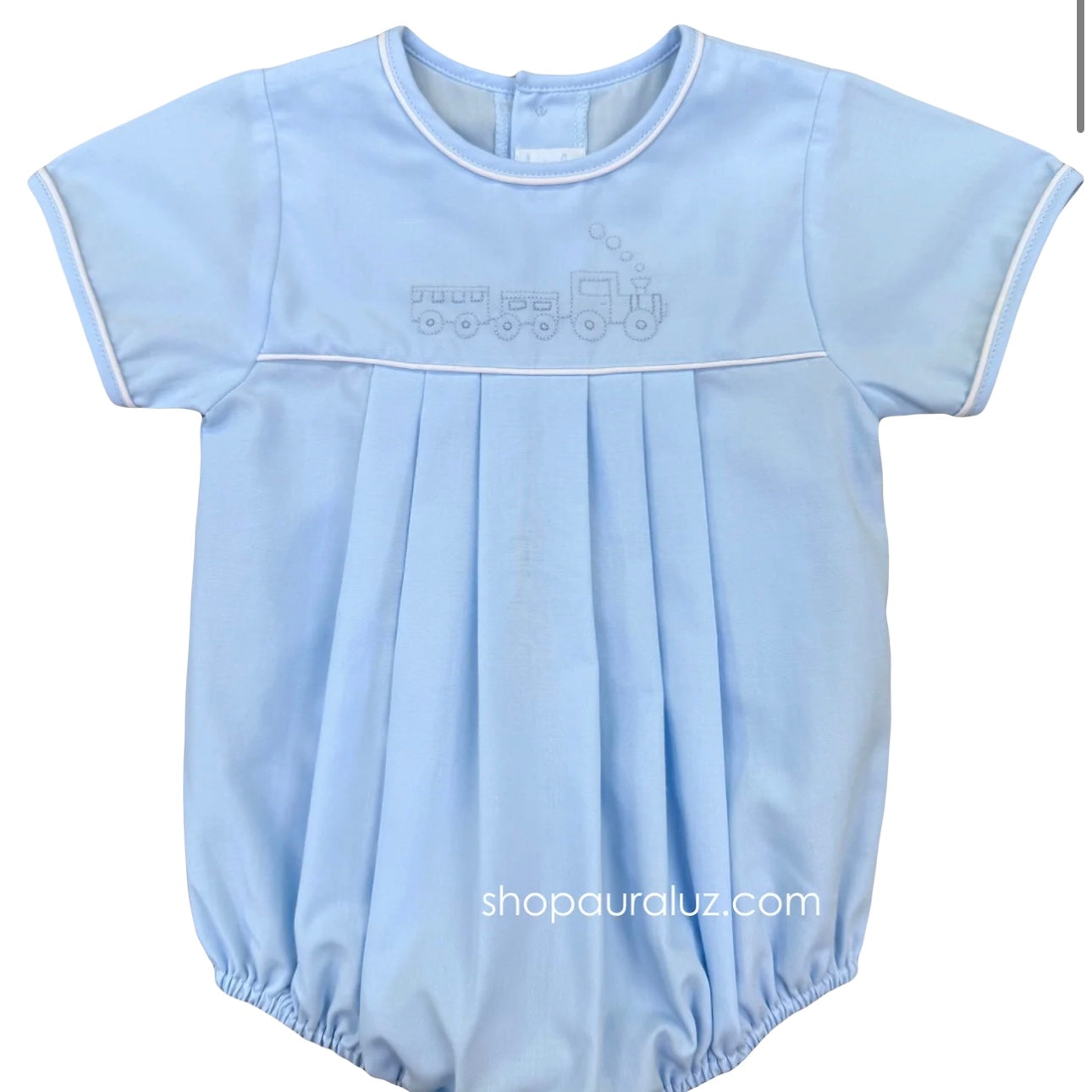 Auraluz Boys Blue Bubble with Train Stitiching and White Piped Accents