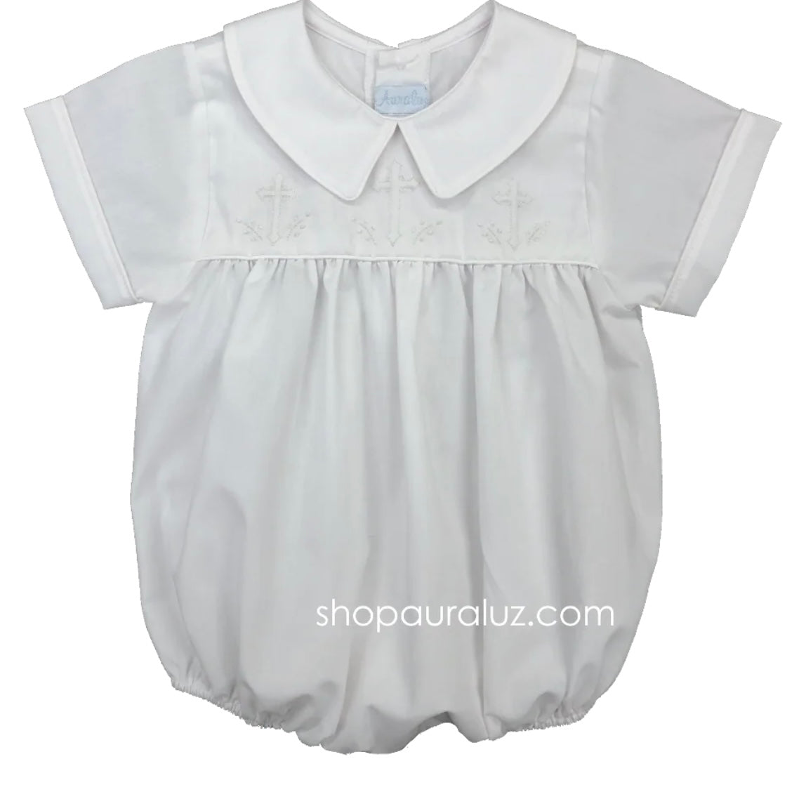 Aurluz Boys White Bubble with White  Cross Shadow Stitching