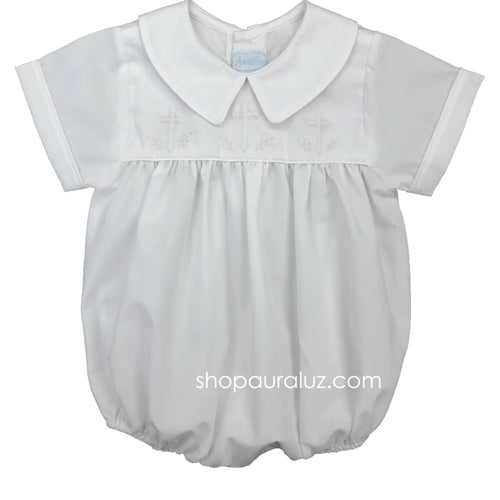 Aurluz Boys White Bubble with White  Cross Shadow Stitching