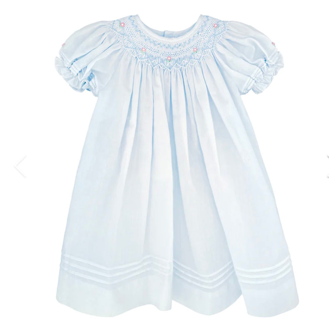 Petit Ami Girls Blue Smocked Dress