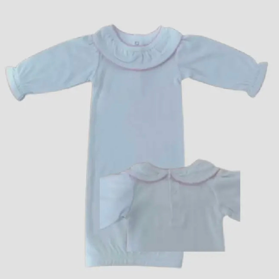 Zsa Zsa and Lolli Girls Pink Pecot Piped Day Gown