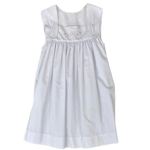 Auraluz Girls White Sundress with Bow Shadow Stiching