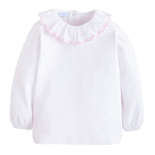 Little English Girls White London Blouse-Available with Piped White Or Piped Pink Collar