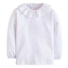 Little English Girls White London Blouse-Available with Piped White Or Piped Pink Collar
