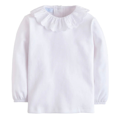Little English Girls White London Blouse-Available with Piped White Or Piped Pink Collar