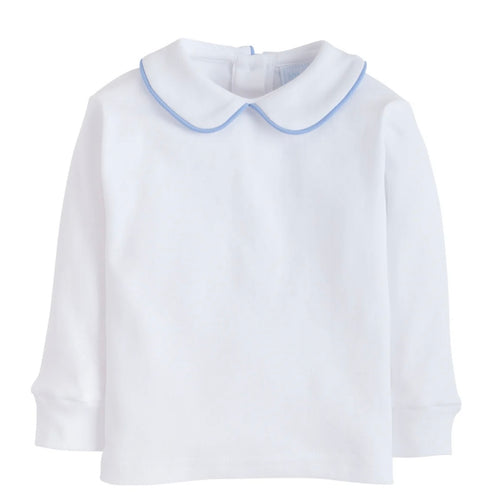 Little English Boys Piped Peter Pan LS Light Blue Shirt
