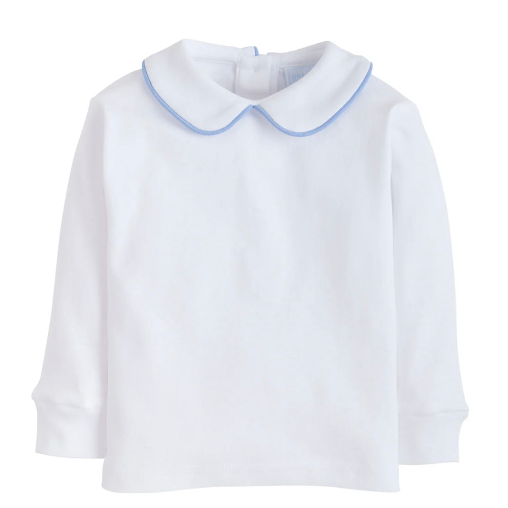 Little English Boys Piped Peter Pan LS Light Blue Shirt