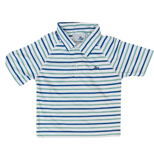 Southbound Boys Blue and Green Short Sleeve Polo
