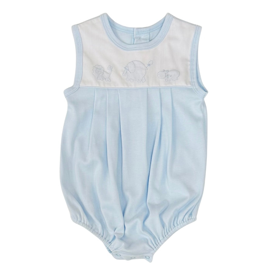 Auraluz Boys Blue Bubble with Safari Animals Shadow Stitch Embroidery
