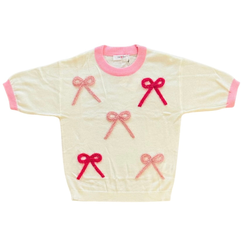 Lulu Bebe Girls Pink Bow Sweater