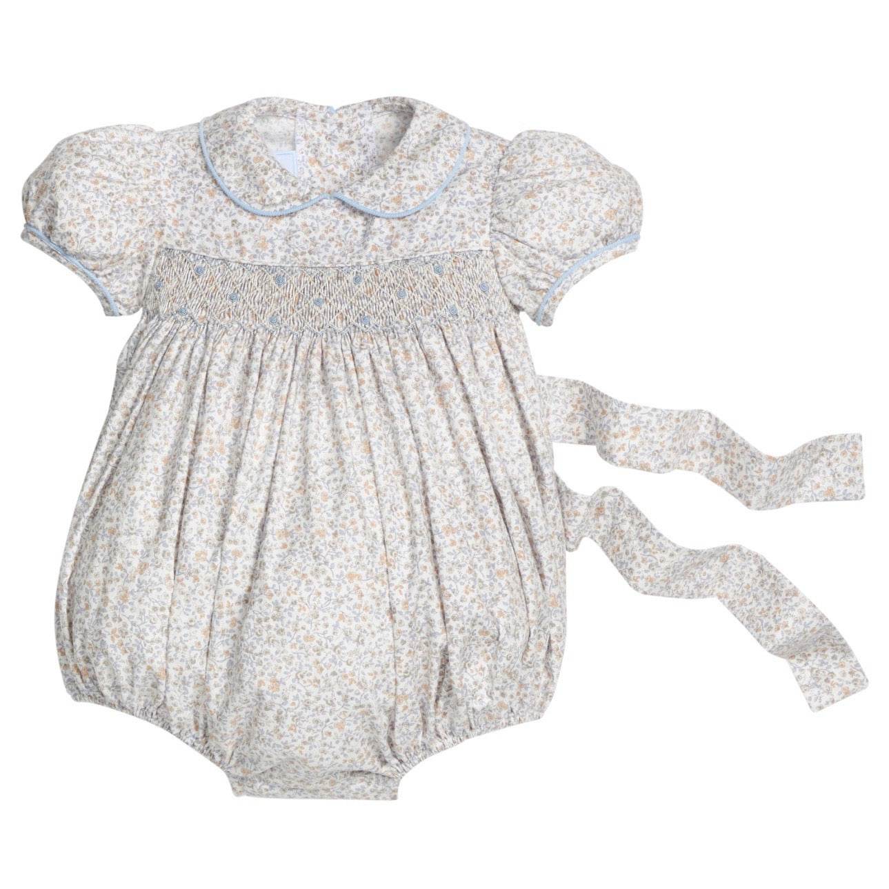 Little English Girls Winthrop Floral Smocked Peter Pan Bubble