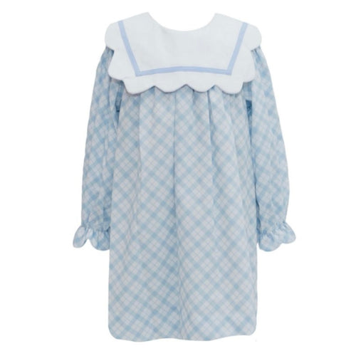 Krewe Girls Blue Plaid Scallop Collar Dress